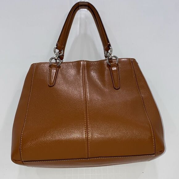 Coach Logo 2Way Carmel Leather Handbag Dual Handle Magnetic Closure - Picture 10 of 17